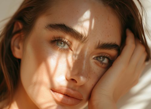 Photo of a woman's face and brows after a brow tint